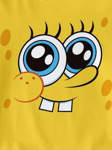 SpongeBob SquarePants | SHEIN 青少年女孩夏季休閒可愛卡通圖案短袖T恤 卡通襯衫 青少年女孩可愛T恤 動畫T恤 青少年卡通圖案T恤 動漫襯衫 - 白色 - 查看 5
