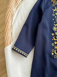 Newborn Baby Boy Cute Fluffy Blue Cartoon Pattern Jumpsuit, Autumn/Winter - Blue - View 8