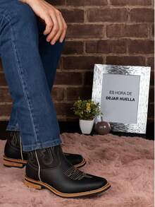 Fratello Select Fratello botas vaqueras de piel genuina color negro para hombre 0960, estilo western auténtico, ideales para rodeos, fiestas campiranas o looks casuales con mezclilla, botas vaqueras negras hombre, botas cowboy, estilo western, botas rodeo - Negro - Ver 12