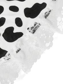 2 件黑白奶牛印花女仆围裙服装，可爱性感内衣套装，适合角色扮演、卧室、暑假 - 黑與白 - 查看 6