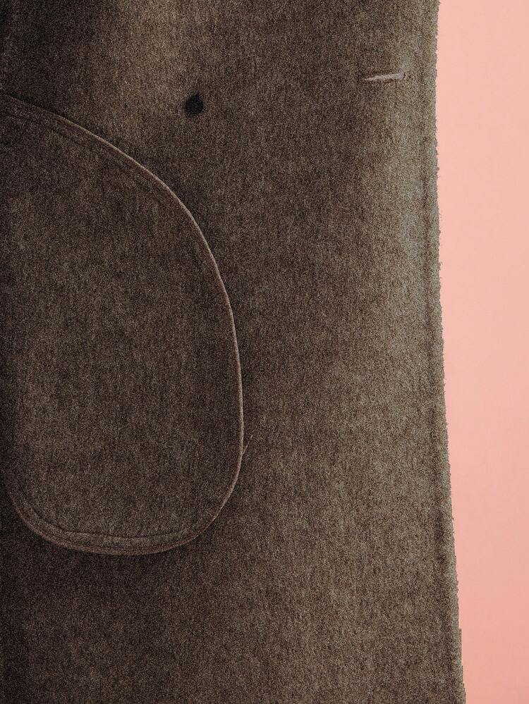 WOOL LAPEL COLLAR DOUBLE BREASTED OVERCOAT