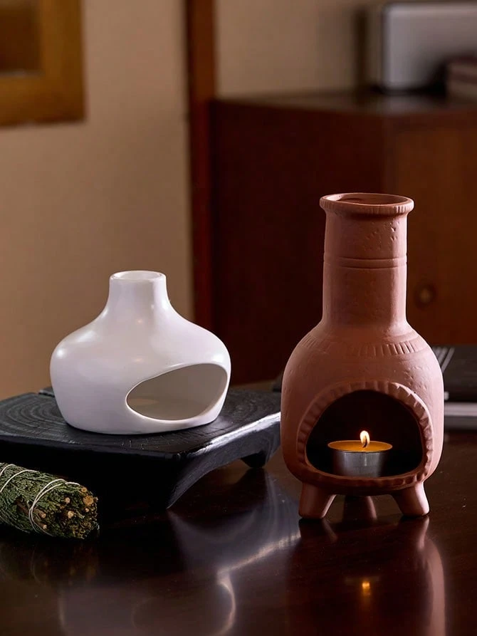 Cirelle 1个陶瓷香炉，圣木支架，秘鲁鼠尾草燃烧盘，用于冥想、瑜伽和家居装饰的香薰炉 - 彩色 - 查看 1