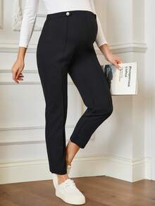 SHEIN 孕妇纽扣设计紧身休闲裤