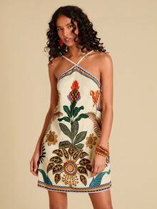 Travachic 热带印花露背吊带连衣裙，度假休闲两相宜 - 彩色 - 查看 3