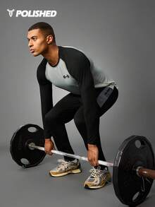 Acti Log Boyfriend Style Men Color Block Raglan Sleeve Sports Tee Workout Tops Long Sleeve Shirt Workout Tops Gym Top Fall Fall Breathable Fitted Shirt Fall Crew Neck - Grey - View 4