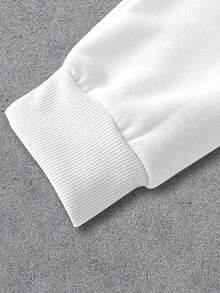 Manfinity Homme 男士字母印花圆领长袖卫衣和抽绳腰带运动裤套装 - 白色 - 查看 4