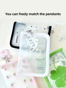 Joivida 1PC Cute Strawberry Angel Wings Design Clear Zipper Pouch Waterproof Durable Fabric Storage Bag For Postcards Diary Small Items Home Office Organization Budget Planner