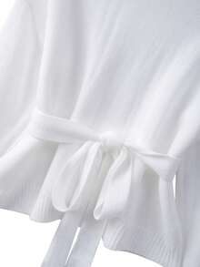 GlowEve CURVE Conjunto de suéter de cuello alto y pantalones de corte holgado para mujer de talla grande, conjunto de moda minimalista para otoño/invierno - Blanco - Ver 3