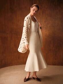 MOTF PREMIUM 女士优雅小众风格修身鱼尾裙，秋季款 - 杏色 - 查看 1