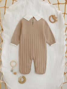 Cozy Pixies Newborn Baby Girl Contrast Color Collar Long Sleeve Romper & Pants Set, Comfortable & Versatile