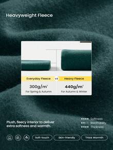 GLOWMODE Very Merry Heavyweight Fleece Soft Plush Relaxed Embroidered Hoodie Holiday Christmas Autumn Winter Outdoors Daily Casual Wear - 墨綠色 - 查看 3