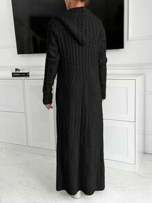 SHEIN Cottnline طقم كارديجان وفستان كنزة ماكسي مع كابوشون - الأسود - مشاهدة 2