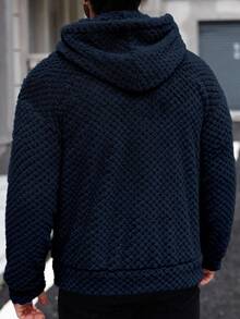 Manfinity CasualCool 男士休闲抓绒拉链连帽外套，秋冬季藏蓝色男士Manfinity外套藏蓝色外套 - 藏蓝色 - 查看 2