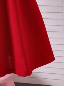 SHEIN 两件套：少女优雅针织罗纹蝴蝶结装饰长袖开衫上衣和休闲修身吊带裙，适合日常、派对、圣诞节等场合。 - 紅色 - 查看 8