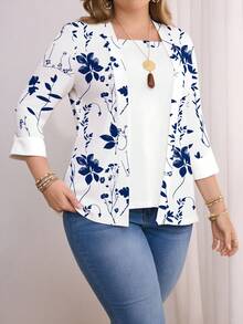 EMERY ROSE 复古花卉印花长袖大码T恤 - 彩色 - 查看 5