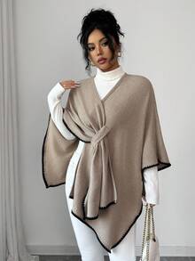 Elenzga Abrigo con cuello superpuesto de tela de felpa recubierta de punto maduro para mujer, blusa elegante para mujer, abrigo de lujo sexy de invierno para mujer, Navidad para mujer - Café integral - Ver 5