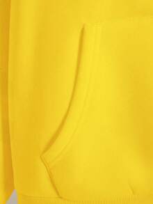 Franclia Women's Hooded Zip-Up Sweatshirt, Letter Graphic, Casual Outerwear For Teachers, Back To School, Graduation, Daily Wear, Winter Jacket, Fashionable & Versatile, Plus Size Long Sleeve Sweatshirt - Yellow - View 3
