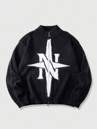 Street Life Men's Jacquard Knit Cardigan, Loose Fit