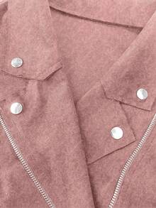 SHEIN LUNE Women's Casual Versatile Street Fashion Motorcycle Jacket Fall Winter Cloth For Women Autumn - Pink - View 7