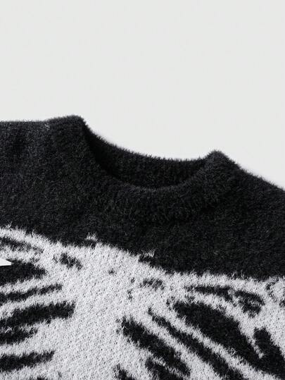 Goth Suéter casual de cuello redondo de manga larga con patrón de esqueleto y forro de piel sintética para hombres, otoño/invierno