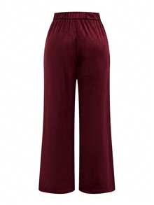 Ellevyn Sleeveless Top And Pants Minimalist Commuter Elegant Linen Suit  Spring/Summer Valentine's Day Party - Burgundy - View 13