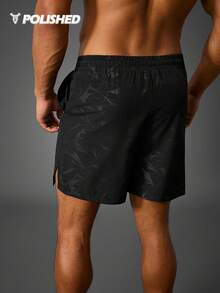 Manfinity Sport Polished 男士几何印花抽绳腰运动短裤 - 彩色 - 查看 2