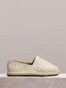 Styleloop Women's Flat Loafers, Espadrille Slip-On Shoes, Casual Shoes With Rope Patchwork Decoration, Pure Apricot Color Backless, Suitable For Christmas, Thanksgiving, New Year Party Outfits - Apricot - View 3