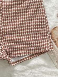 Swim Mod 格子三角吊带性感比基尼两件套泳衣，休闲短裤沙滩海岛度假泳池派对可爱清新女孩泳装，女士泳装两件套，格子比基尼两件套沙滩套装，方格比基尼，格子泳衣比基尼套装 - 彩色 - 查看 7