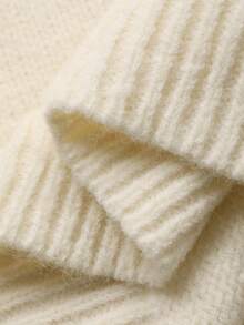 DAZY Rompi Sweater Wanita Kasual Warna Polos Leher V, Musim Gugur/Dingin - Krem - View 7