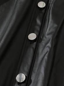 GlowEve CURVE Plus Size Solid Color Front Button Closure Skirt, Suitable For Commuting - Black - View 3