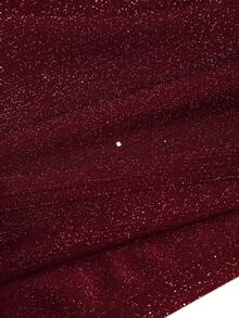 SHEIN PETITE Women's Sequin Metallic Knit Cropped Camisole Top, Sexy Bodycon Backless Top - Burgundy - View 6