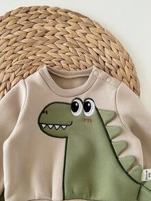 Newborn Baby Boy/Girl Cute Cartoon Pattern Long Sleeve Sweatshirt Set, Casual For Autumn/Winter - Multicolor - View 8