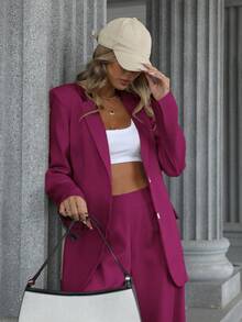 Aveloria Modichic 2pcs Women's Mid-Length Waist Fitted Blazer And Flare Leg Pants Suit 