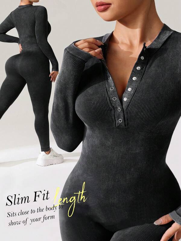 Rhythm Era 1pc Seamless Ribbed High Stretch Yoga Fitness Casual Plus Size Women Sports Jumpsuit