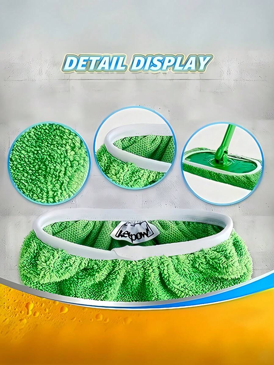 2 4 6 8 件装扁平超细纤维可水洗干湿两用易清洁兼容扫地机扁平地板拖把替换垫布家用清洁用品旋转拖把除尘器园艺工具家居装修 - 綠色 - 查看 1