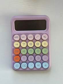 1PC Portable Calculator,Calculator Keypad, Large Screen, Large Keypad, Easy Press, Sweet Color Calculator, Automatic Shutdown, Suitable For Office, School And Home (Battery Not Included), For Stationery, Back To School - Purple - View 9