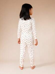 SUMWON Girls Floral Pajama Set Long Sleeve Top And Matching Pants Sleepwear Nightwear For Casual And Vacation - White - View 3
