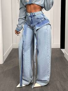 BamGleam Women's Casual Vintage Style Denim Jeans - Blue - View 3