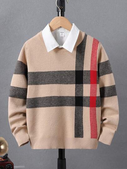 男童时尚提花针织长袖毛衣，秋冬款