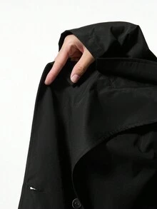 Coolane Women's Fall/Winter Casual Streetwear Old Money Basic Long Sleeve Black Maxi Loose Trench  Coat