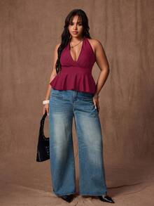 Rustia Áo ba lỗ thường ngày cỡ lớn dành cho nữ, phù hợp để mặc đi làm và mặc hàng ngày - Đỏ - Xem 1