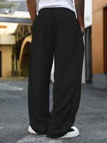 Manfinity Hypemode 男士抽绳腰阔腿运动裤阔腿运动裤男士宽腿慢跑裤宽松裤 Y2kblack 宽松裤