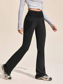 SHEIN Sports 女士户外运动休闲运动裤和慢跑裤 - 黑色 - 查看 2