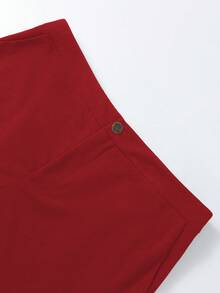 GlowEve CURVE Quần công sở cạp cao, trơn, thanh lịch, thường ngày cho nữ cỡ lớn - Đỏ - Xem 7