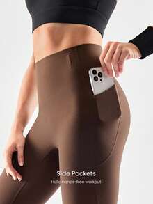 GLOWMODE Legging de sport CoreHold FeatherFit™-Sculpt 24'' à baleines, maintien du ventre, sans couture avant, coupe ajustée antidérapante, avec poches latérales, pour entraînement et salle de sport, printemps - Cannelleinspiration - Voir 5