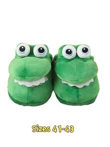 MINKOJA 趣味咬人鳄鱼拖鞋，新奇动物造型家居鞋，男女皆宜，可爱搞怪礼物，防滑室内/室外舒适，成人舒适毛绒拖鞋，爆款礼物之选 - 綠色 - 查看 6