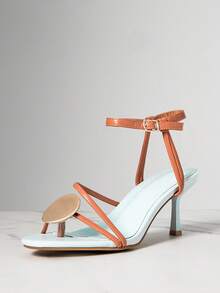 SHUZIA Ladies Turquoise Toe Ring Ankle Strap Stiletto Heeled Sandals - Blue - View 5