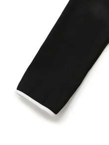 Franclia 秋冬连衣裙套装，斜襟无领，金属纽扣和蝴蝶结撞色装饰，直筒裙，侧边撞色条纹，前中开衩