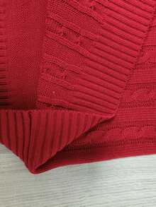 Manfinity Homme Chaleco sin mangas de punto de cable de unicolor con cuello en V para hombre - Rojo - Ver 7