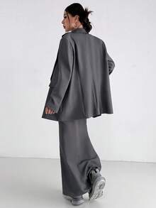 Aidyla 女装秋季时尚复古风双排扣+开衩百褶A字裙高端宽松商务休闲西装套装女秋装裙套装女S套装西装裙西装裙套装女西装连衣裙女套装